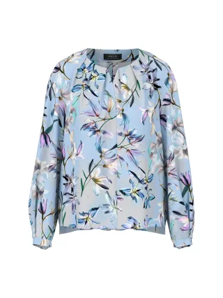 Marc Cain Collections - Bluse mit Allover-Lilienprint magical blue - Gr. - 42
