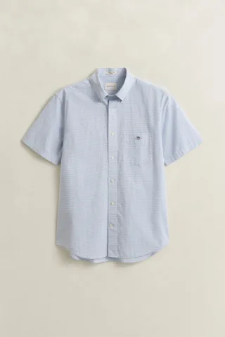 GANT - Gingham Classic Popeline Kurzarmhemd light blue - Gr. - L