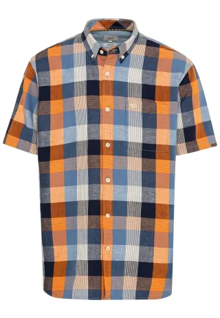 camel active - Karohemd aus Leinenmix elemental blue - Gr. - 4XL