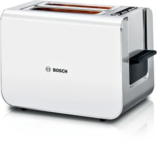 BOSCH Toaster "Styline TAT8611N, integrierter Brötchenaufsatz, Liftfunktion," 860 W Auftaufunktion, Abschaltautomatik, Brotzentrierung, Edelstahl/weiß