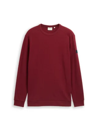 Tom Tailor - Langarmshirt mit Waffelstruktur cabarnet bordeaux red - Gr. - XXL