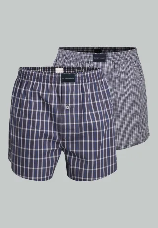 TOM TAILOR BODYWEAR - TOM TAILOR Herren Boxershort kariert 2er Pack blau-mittel-karo - Gr. - 8