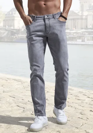 John Devin 5-Pocket-Jeans "Straight-fit Jeans" aus elastischer Denim-Qualität
