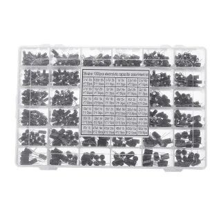 Aemedy® 1000pcs 36 Values 0.1uF 50V-1000uF 16V Capacitors 4.7UF 10UF 22UF 33UF 47UF Electrolytic Capacitor Assortment Bo