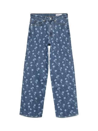 VERO MODA - VMTESSA HR WIDE FLOWER DENIM JEANS RA380 Medium Blue Denim - Gr. - 29/32