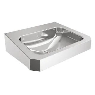 KWC Aquarotter Einzelwaschtisch, ANIMA, Edelstahl, 500x150x446 mm, o. Hahnl., m. Überl., 203.0499.14 203.0499.148
