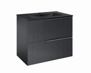 Cosmic Wish Unterschrank 2 Schubladen mit Keramik-Waschbecken , schwarz matt, WJC780M3080108 WJC780M3080108