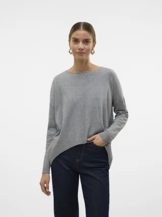 VERO MODA - VMBREEZE AURA LS ZIPPER BLOUSE NOOS medium grey melange - Gr. - XS