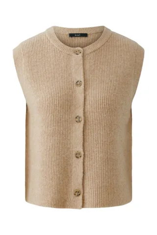 Oui - Strickweste mit wertigen Minderungen beige - Gr. - 36