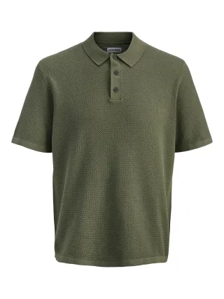 JACK&JONES - JJEGEORGE KNIT POLO SS SN Dusty Olive - Gr. - XS