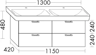 Burgbad Waschtischunterschrank Sys30 PG2 Echo 480x1150x420 Basaltgrau Matt, WUMJ115F2236 WUMJ115F2236