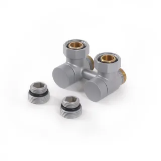 Terma Absperr-Verbundeckventil 50mmSC GW 3/4" (GZ 1/2")-GZ M22x1,5 , TGEOST001, Silber TGEOST001