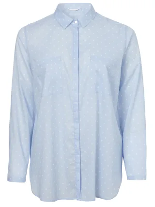 Via Appia - Bluse Hemdkragen 1/1 Arm Druck hellblau / ecru - Gr. - 46