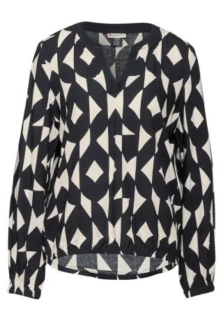 Street One - Bedruckte Bluse blau - Gr. - 36