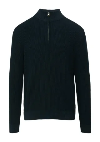 s.Oliver Red Label - Strukturierter Strickpullover mit Troyerkragen blau - Gr. - XXL