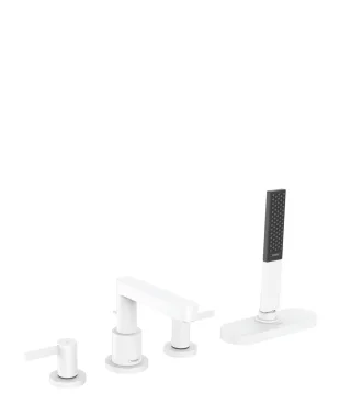 Hansgrohe 4-Loch Wannenarmatur Finoris F-Set Wannenrandmontage mit sBox mattweiss, 76444700 76444700