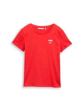 Denim Tom Tailor - T-Shirt mit Print brilliant red - Gr. - S