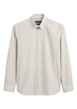 Marc OPolo Casual - Hemd regular aus Bio-Baumwoll-Popeline beige - Gr. - L