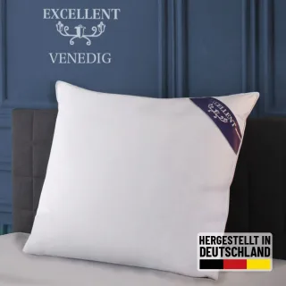 Excellent 3-Kammer-Kopfkissen "Venedig, Kissen 1-tlg. oder 2-tlg. hergestellt in Deutschland" Füllung: 90DaunenAussenkammer 1 Stk. tlg. Kopfkissen in 40x80 und 80x80, Hohenstein Institute ausgezeichnet