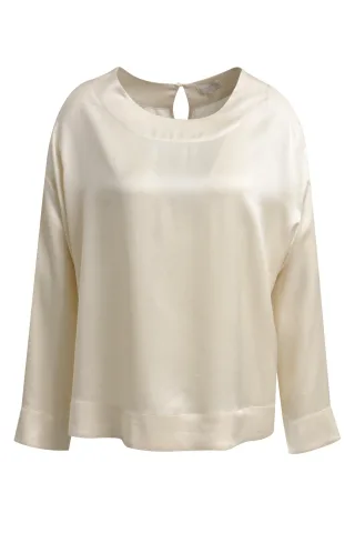 Milano Italy - Blouse w roundneck, oversized shoulders and 1/1 sleeves - Gr. - 38