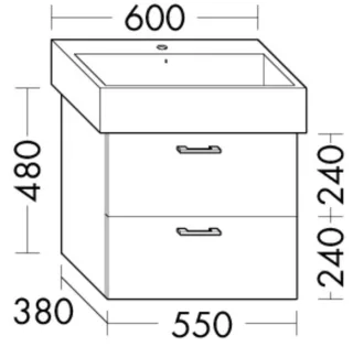 Burgbad Waschtischunterschrank Sys30 PG4 Sana 480x550x380 Schilf Hochglanz, WXPZ055F3362 WXPZ055F3362