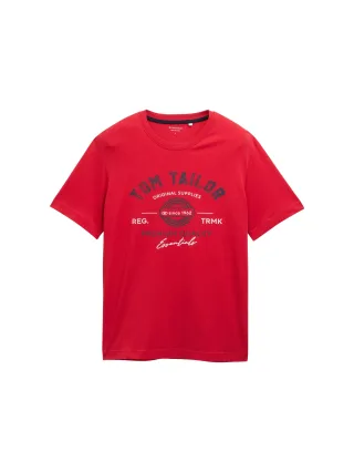 Tom Tailor - T-Shirt mit Logo-Print samba red - Gr. - XL