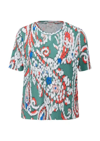 s.Oliver Red Label - T-Shirt mit Plisseefalten blau - Gr. - 34