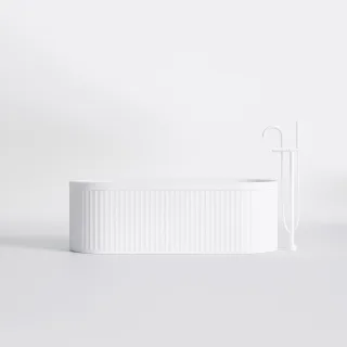 Steinberg Serie 740 Freistehende Badewanne, 1710x720x560mm, mit Ablaufgarnitur, matt weiss  7408010W