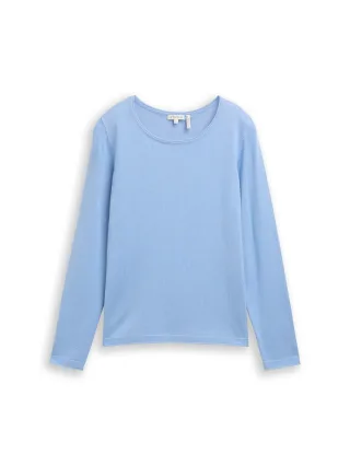 Tom Tailor - Basic Strickpullover mit Rundhalsausschnitt light fjord blue - Gr. - XXL