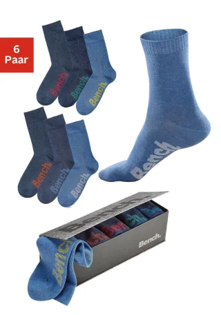 Bench. Socken Box, 6 Stk. tlg. mit verschiedenfarbigen Logos