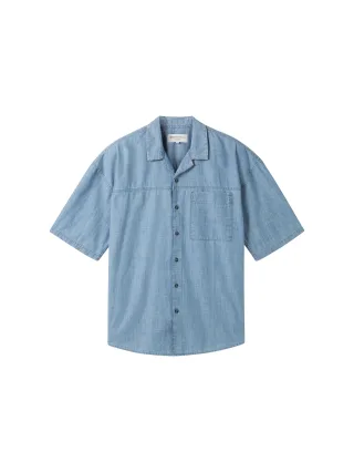 Denim Tom Tailor - Oversized Chambray Kurzarmhemd light blue chambray - Gr. - S
