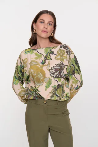 Geisha Fashion Women - top beige/green - Gr. - XL