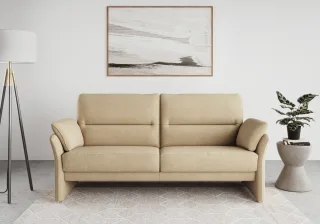 DOMO collection 2,5-Sitzer "Pina, schmale Armlehnen, mit Federkern, kompakt & elegant" Hoher Sitzkomfort, Feinstruktur, beige, Breite 199 cm