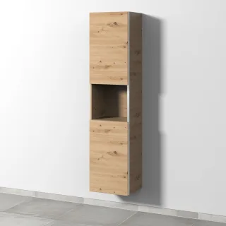 Sanipa 3way Hochschrank mit 2 Türen und 1 offenem Fach, Eiche Natural-Touch BR11685