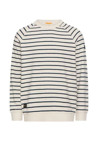 camel active - Gestreiftes Sweatshirt mit Rundhalsausschnitt offwhite - Gr. - XL