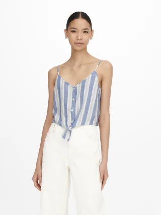 ONLY - ONLCARO STRAP LINEN BLEND KNOT TOP PNT english manor - Gr. - L