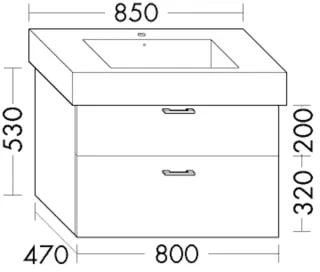 Burgbad Waschtischunterschrank zu Keramik Sys30 PG4 Sana 530x800x470 Eiche Schwarz, WUUD080F3449 WUUD080F3449