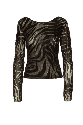 bsb - Bluse mit Zebra-Muster schwarz - Gr. - M