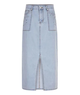 Esqualo - Jeansrock mit Strasssteinen blau - Gr. - 34