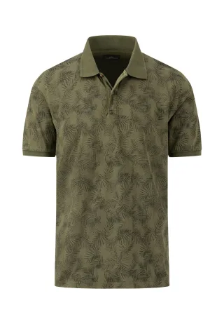 FYNCH-HATTON - Polo Jersey AOP, Washed dusty olive - Gr. - M