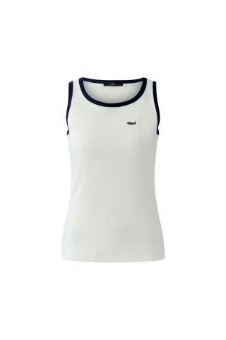 Oui - Tank Top offwhite blue - Gr. - 36