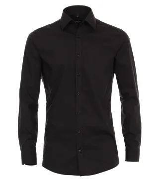 VENTI - Popeline Hemd uni 001420 schwarz - Gr. - 39