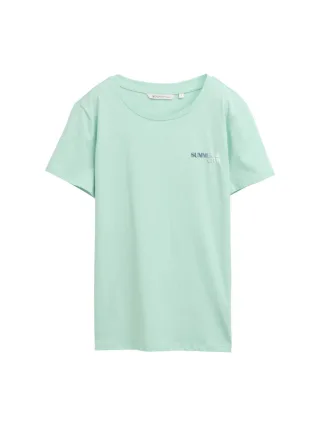 TOM TAILOR Denim - T-Shirt mit Schriftzug grün - Gr. - S