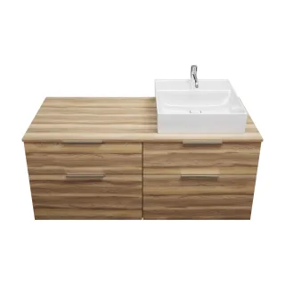 Burgbad Keramik Waschtisch-Set Eqio Frassino Dekor Cappuccino/Alpinweiss, SGUS140RF3437C0001 SGUS140RF3437C0001