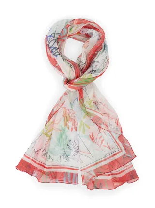 Marc Cain Collections - Seidenschal mit artsy Blatt-Motiv - Gr. - OS