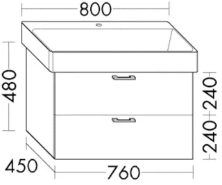 Burgbad Waschtischunterschrank Sys30 PG1 Aqua 480x760x450 Eiche Dekor Rost, WWLN076F3812 WWLN076F3812
