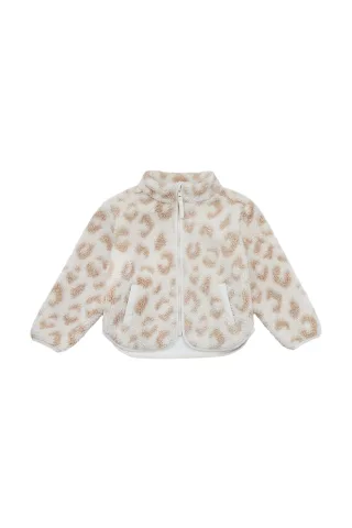 Leevje Mini-Me Leopard Print Teddy Jacke 74/80