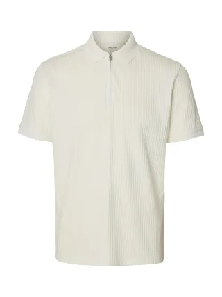 SELECTED MEN - SLMFAVE STRUCTURE SS POLO NOOS Cloud Dancer - Gr. - S