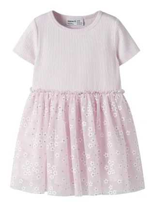 NAME IT - NMFFLORAL SS DRESS Cradle Pink - Gr. - 116