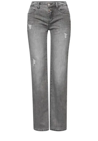 Street One Studio - Jeans mit Destroyed Details grau - Gr. - 26/28